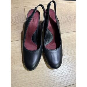 What's What by Aerosoles Slingback Heels Leather Shoes Black Sz8.5Classic Dress
